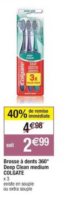 brosse à dents 360° deep clean medium colgate