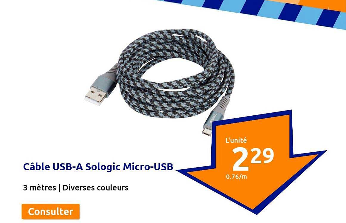 câble usb-a sologic micro-usb