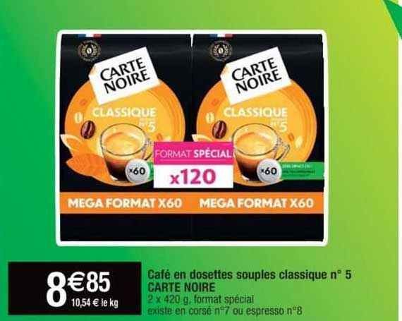 café en dosettes souples classique n° 5 carte noire