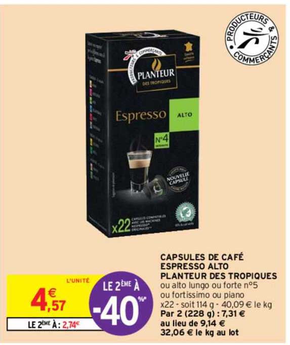 capsules de café espresso alto planteur des tropiques
