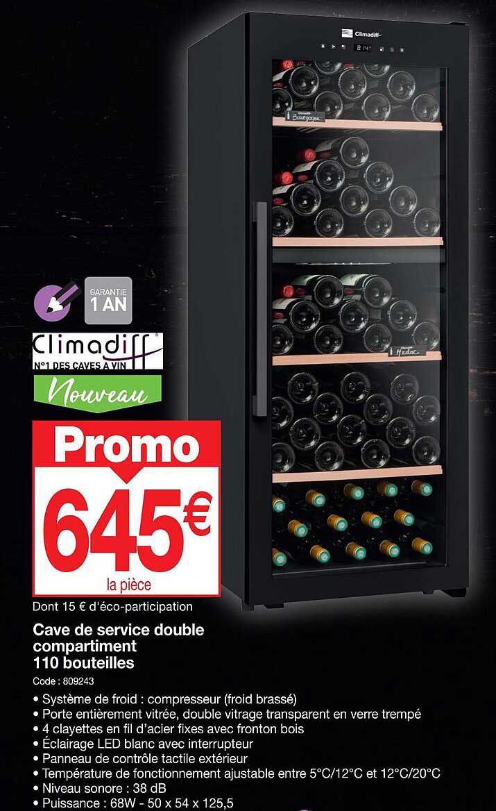 Cave De Service Double 110 Bouteilles