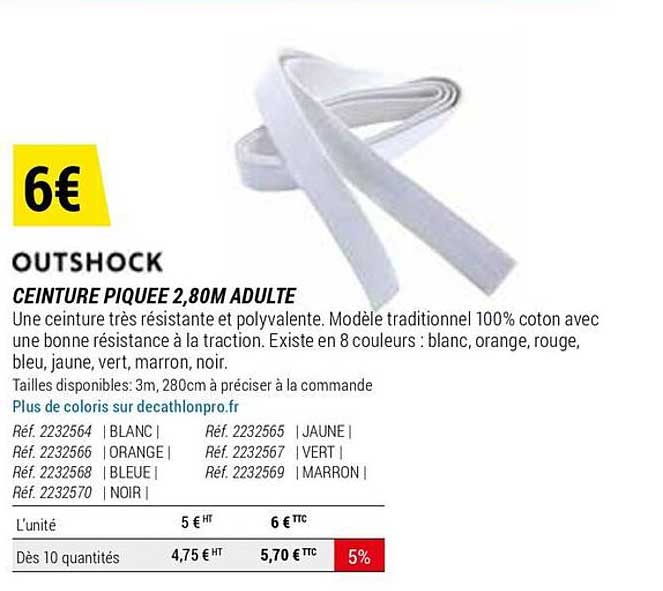 ceinture piquée 2,80m adulte outshock