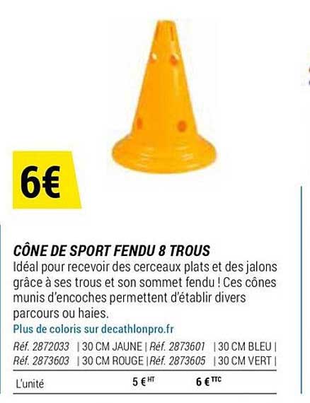cône de sport fendu 8 trous