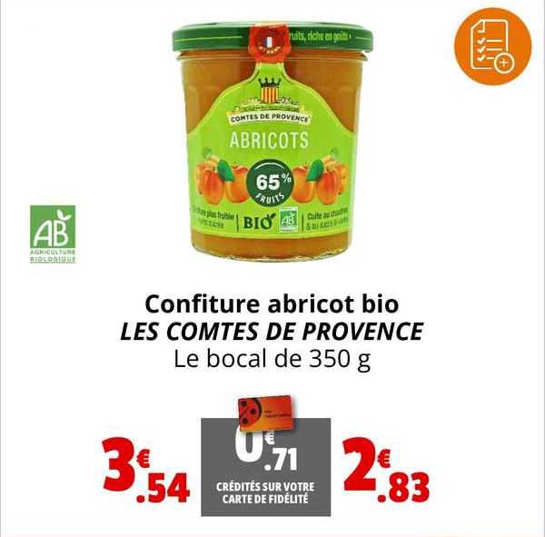 confitura abricot bio les comtes de provence