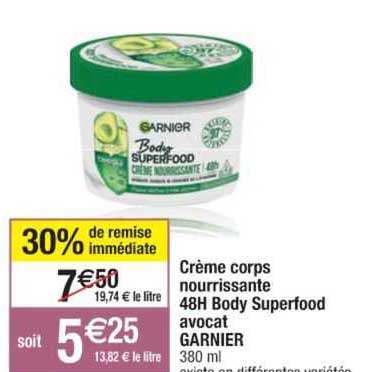 Crème Corps Nourrissante 48h Body Superfood Avocat Garnier
