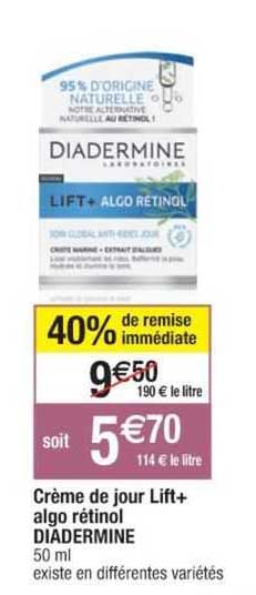 Crème De Jour Lift+ Algo Rétinol Diadermine