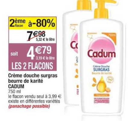crème douche surgras beurre de karité cadum