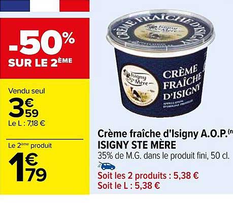 crème fraîche d'isigny a.o.p. isigny ste mère