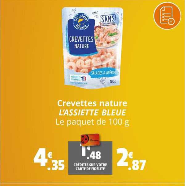 Crevettes Nature L'assiette Bleue