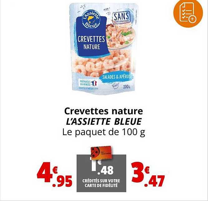 Crevettes Nature L'assiette Bleue