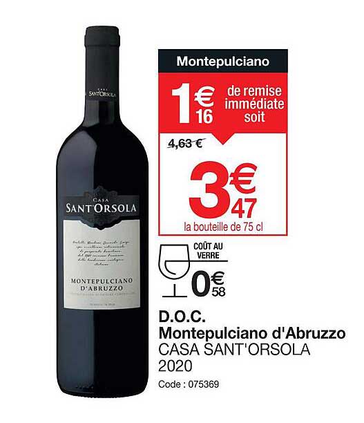 d.o.c. montepulciano d'abruzzo casa sant'orsola 2020