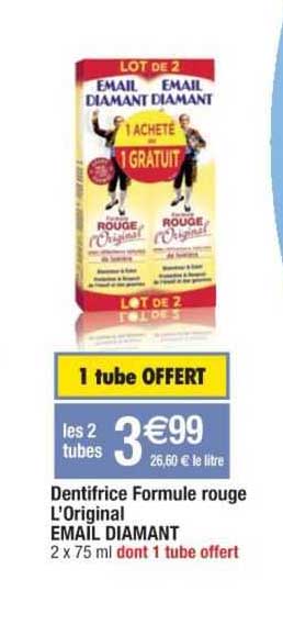 dentifrice formule rouge l'original émail diamant