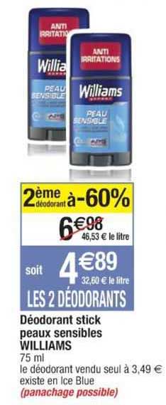 déodorant stick peaux sensibles williams