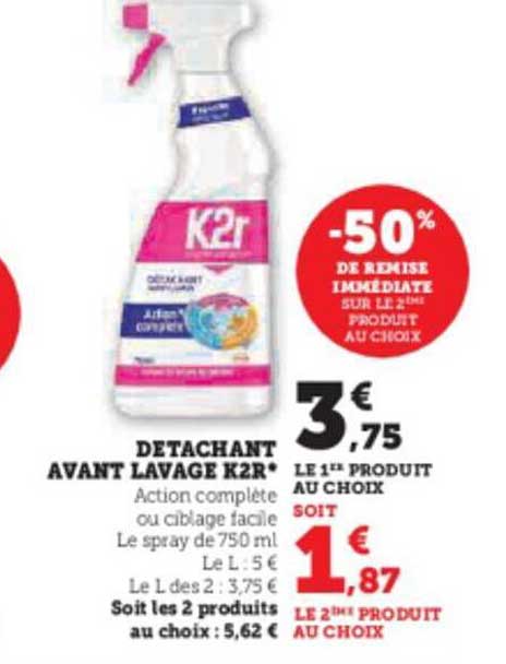 détachant avant lavage k2r