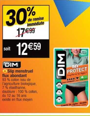 dim slip menstruel flux abondant