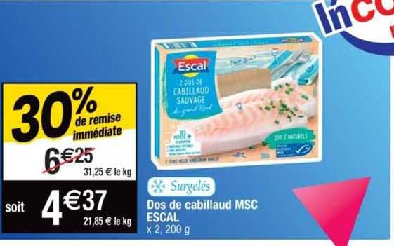 Dos De Cabillaud Msc Escal 30% De Remise Immédiate