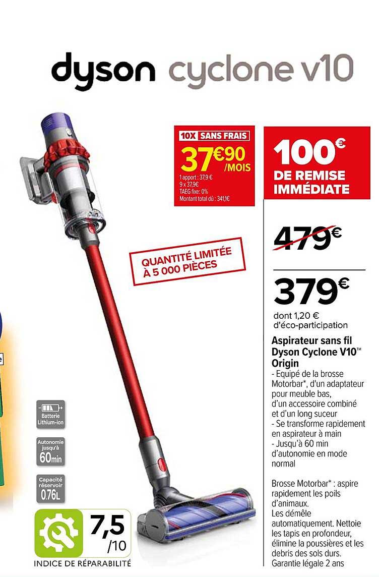 dyson cyclone v10 origin  aspirateur sans fil