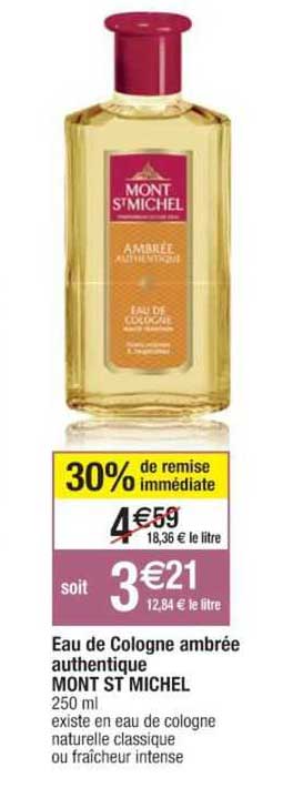 Eau De Cologne Ambrée Authentique Mont St Michel