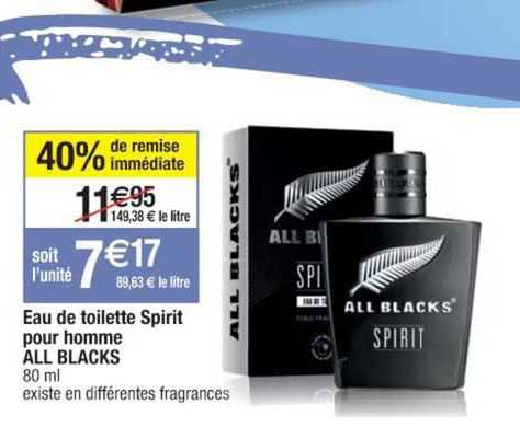 eau de toilette spirit pour homme all blacks