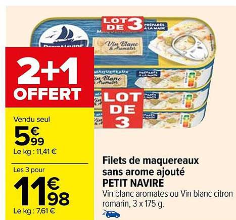 filets de maquereaux sans arome ajouté petit navire