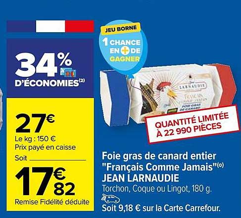 foie gras de canard entier "français comme jamais" jean larnaudie