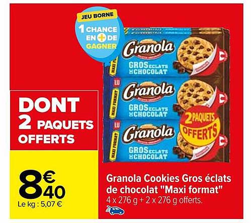 granola cookies gros éclats de chocolat "maxi format"