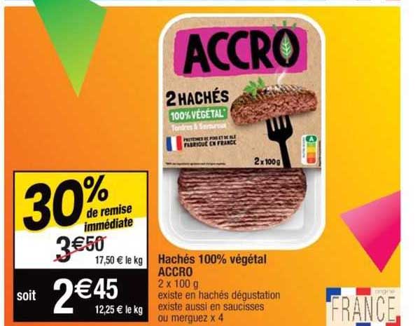 Hachés 100% Vegetal Accro 30% De Remise Immédiate