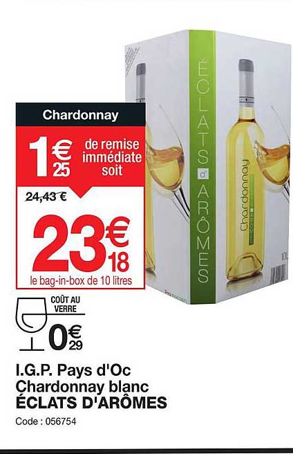 i.g.p. pays d'oc chardonnay blanc éclats d'arômes