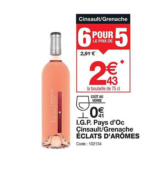 i.g.p. pays d'oc cinsault/grenache éclats d'arômes