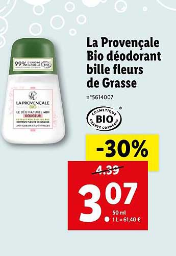 la provençale bio déodorant bille fleurs de grasse