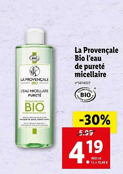 la provençale bio l'eau de pureté micellaire