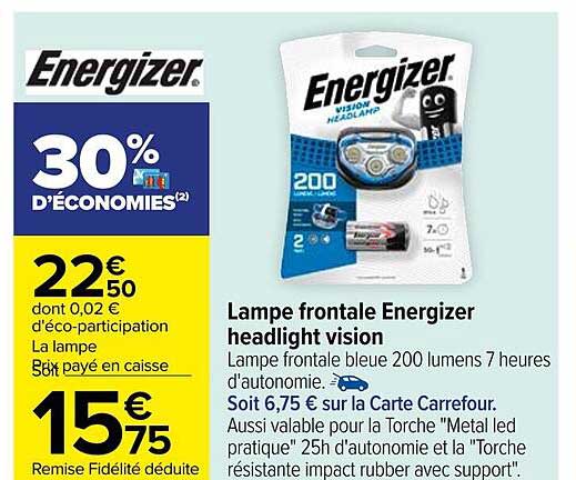 lampe frontale energizer headlight vision