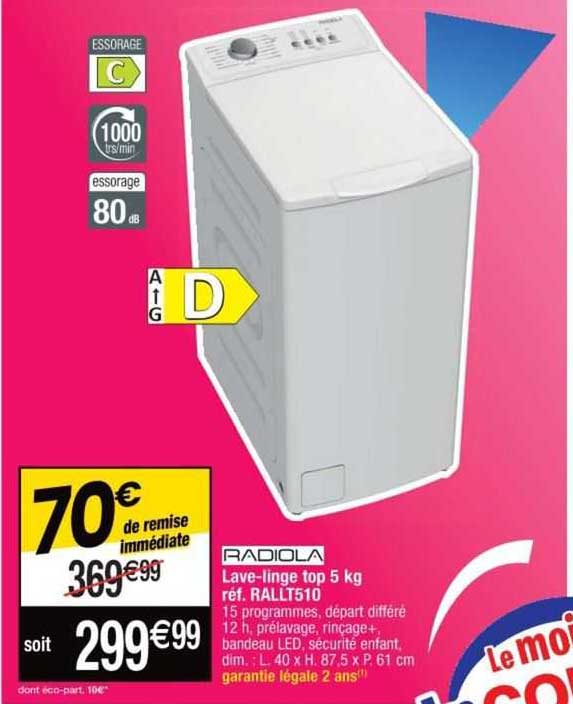 lave-linge top 5kg radiola