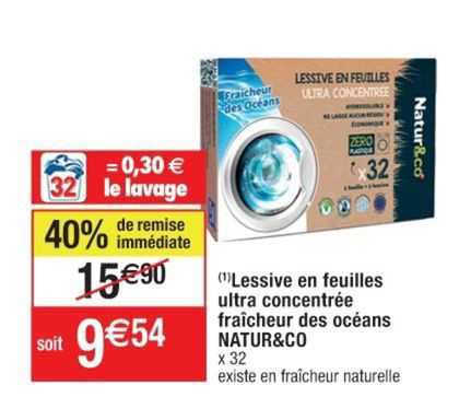 lessive en feuilles ultra concentrée fraîcheur des océans natur&co