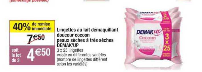 lingettes au lait démaquillant douceur cocoon peaux sèches à très sèches demak'up