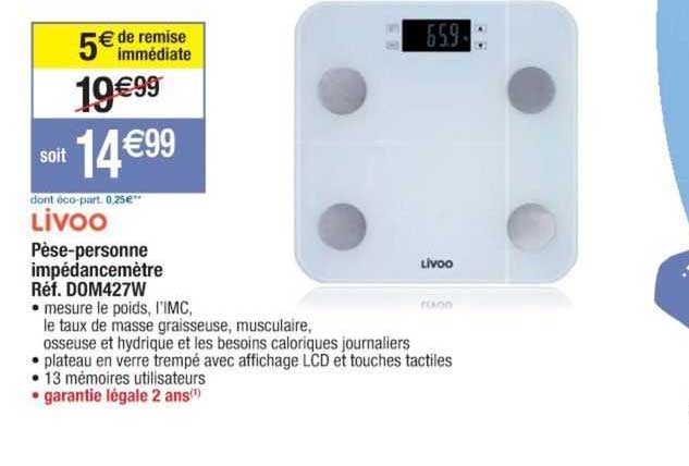 livoo pèse-personne impédancemètre