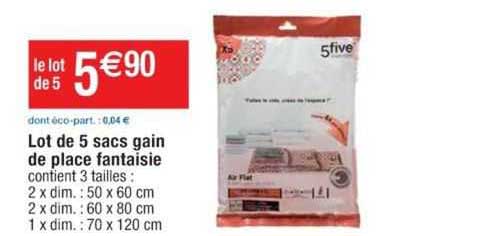 lot de 5 sacs gain de place fantaisie