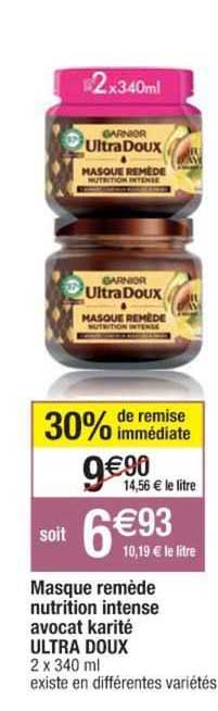 Masque Remède Nutrition Intense Avocat Karité Ultra Doux
