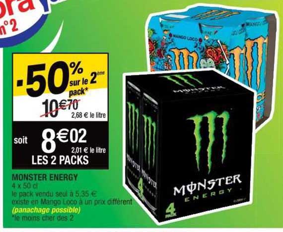 Monster Energy -50% Sur Le 2ème Pack