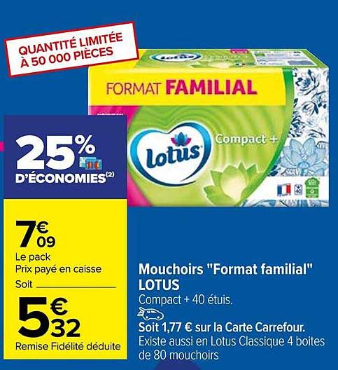 mouchoirs format familial lotus