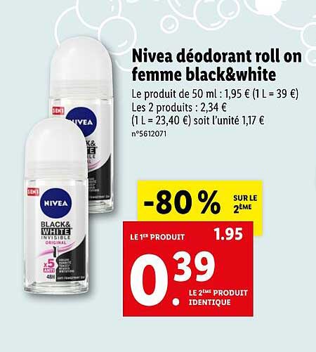nivea déodorant roll on femme black&white