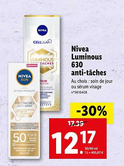 Nivea Luminous 630 Anti-tâches