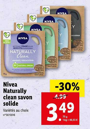 nivea naturally clean savon solide