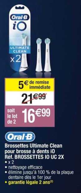oral-b brossettes ultimate clean pour brosse à dents io