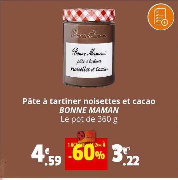 pâte à tartiner noisettes et cacao bonne maman