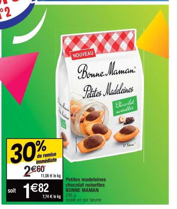 petites madeleines chocolat noisettes bonne maman 30% de remise immédiate