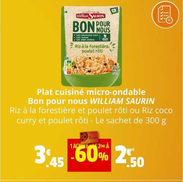 plat cuisiné micro-ondable bon pour nous william saurin