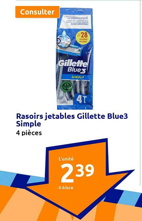rasoirs jetables gillette blue3 simple