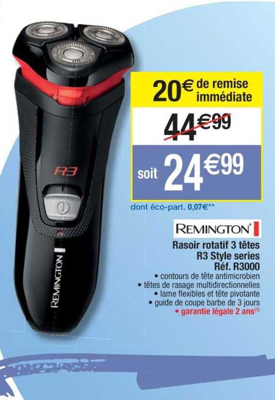remington rasoir rotatif 3 têtes r3 style series