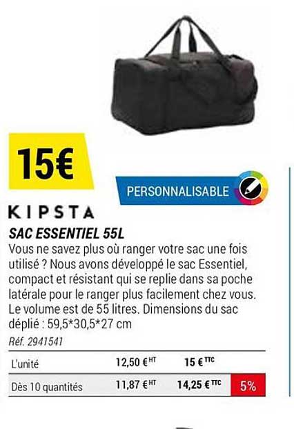 sac essentiel 55l kipsta